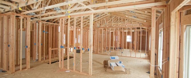 Inside a new construction electrical wiring job