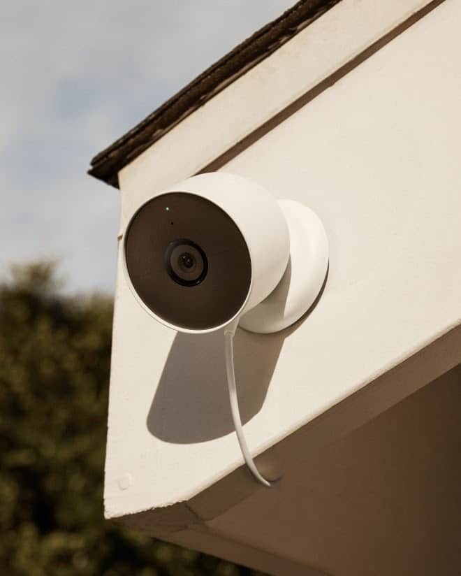 Nest camera installed outdoor on side of house